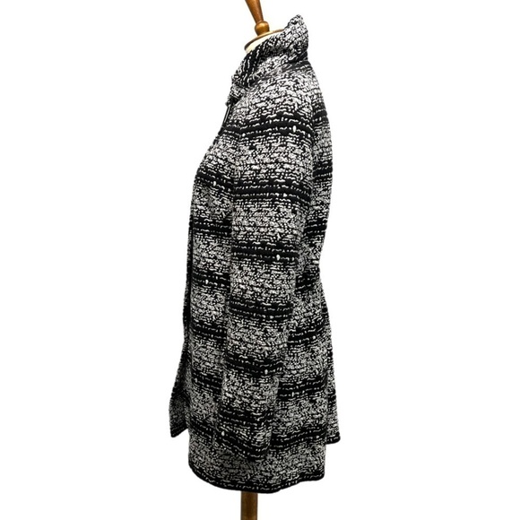 Akris Punto Black & White Cotton Tweed Sweater Casual Coat Womens Size 10 - Picture 4 of 14